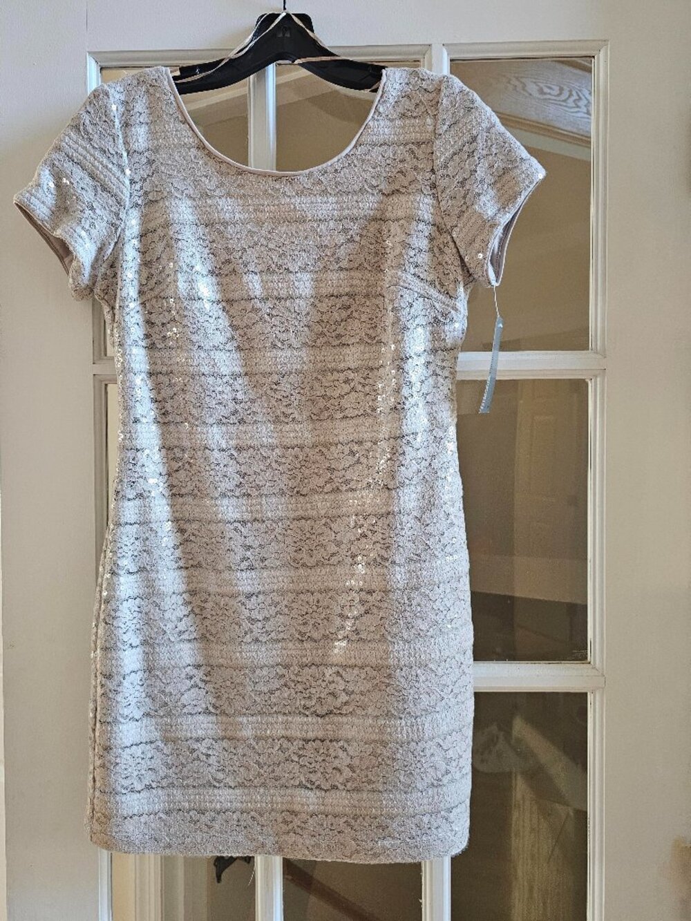 DONNA RICO NEW YORK SEQUIN/ LACE SHEATH DRESS WITH NEW TAG-SIZE 4